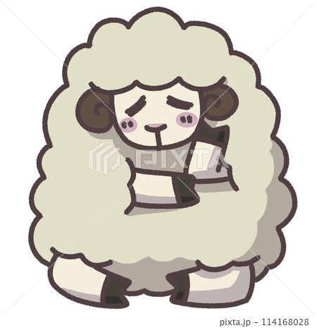 ひつじ　考える　かわいい　イラスト 114168028