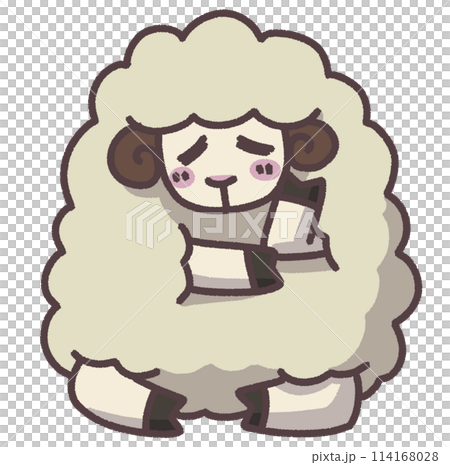 ひつじ　考える　かわいい　イラスト 114168028
