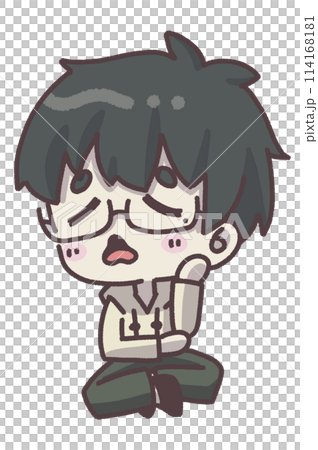 Boy with glasses thinking cute illustration Boy with glasses thinking cute illustration 114168181