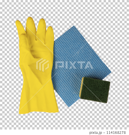 a yellow rubber cleaning glove 114168278