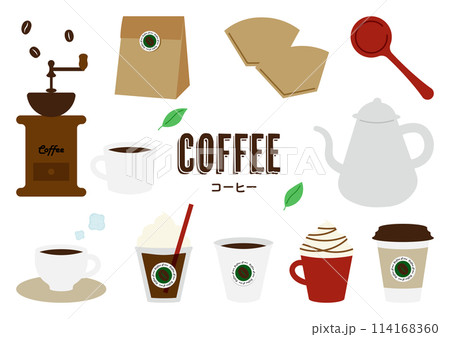 コーヒーやカフェのイラストセット 114168360