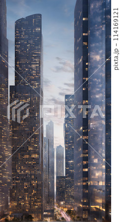 An abstract composition featuring financial technology elements with soft-focused bokeh and selective elements 114169121