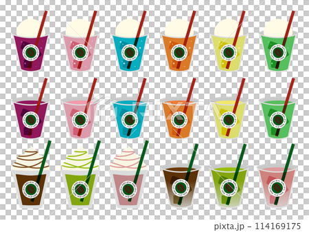Cafe iced drinks illustration set Cafe iced drinks illustration set 114169175