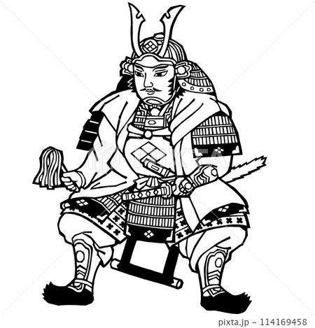 戦国武将・武田勝頼（モノクロ） 114169458