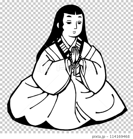 戦国武将・三条夫人（モノクロ） 114169468