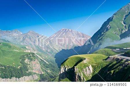 Mountains on the Georgian Military Road, Georgia	 114169501