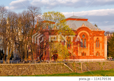 Philharmonic Orchestra Concert Hall on the bank of the river Uzh in spring Philharmonic Orchestra Concert Hall on the bank of the river Uzh in spring 114170536
