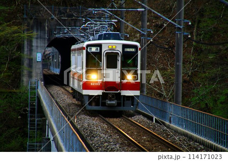 芽吹きの春を迎えた奥鬼怒路を行く… 川治湯元駅にて『6050系』 114171023