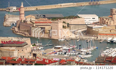 The harbor and the Saint-Jean Fort in Vieux-Port coastal area of Marseille, France The harbor and the Saint-Jean Fort in Vieux-Port coastal area of Marseille, France 114171220
