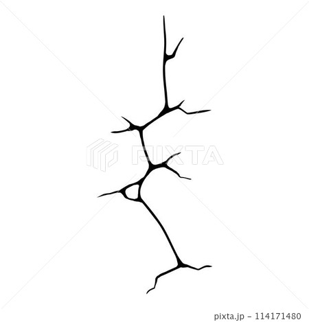 Dry crack. Ground hole crack, cracked craquelure and damaged wall texture. Geology damage earth surface, ground crack hole texture or earthquake wallpaper. Isolated vector sign 114171480