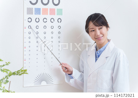 視力検査をする眼科医師 114172021