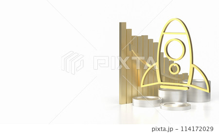 The gold rocket for startup or Business concept 3d rendering. 114172029