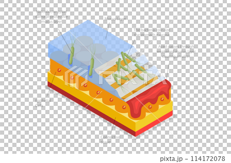 3D Isometric Flat  Conceptual Illustration of Peptic Ulcer, Digestive Tract Disorder 114172078