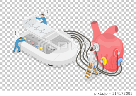 3D Isometric Flat  Conceptual Illustration of Electrocardiogram, ECG Machine, Healthcare and Medicine 114172093