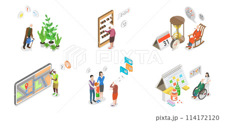 3D Isometric Flat Conceptual Illustration of Dementia, Memory Loss 3D Isometric Flat Conceptual Illustration of Dementia, Memory Loss 114172120