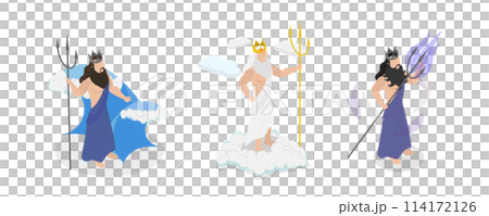 3D Isometric Flat Conceptual Illustration of Ancient Mythology Heroes, Zeus, Poseidon and Hades 3D Isometric Flat Conceptual Illustration of Ancient Mythology Heroes, Zeus, Poseidon and Hades 114172126