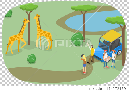 3D Isometric Flat Conceptual Illustration of Safari, Tropical Tourism, Exotic Recreation 3D Isometric Flat Conceptual Illustration of Safari, Tropical Tourism, Exotic Recreation 114172129