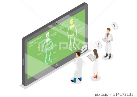 3D Isometric Flat Conceptual Illustration of Divisions Of Skeletal System, Anatomy Guide 3D Isometric Flat Conceptual Illustration of Divisions Of Skeletal System, Anatomy Guide 114172133