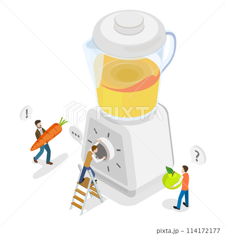 3D Isometric Flat  Conceptual Illustration of Blender, Food Processor or Juicer 114172177