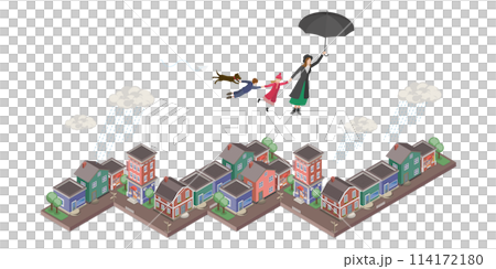 3D Isometric Flat  Conceptual Illustration of Babysitter, Woman Taking Care of Kids 114172180