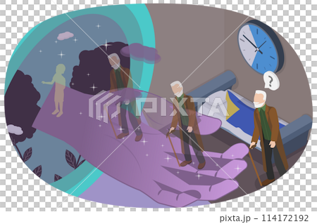 3D Isometric Flat  Conceptual Illustration of Death and Afterlife, Astral Trip 114172192