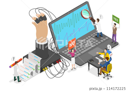 3D Isometric Flat  Conceptual Illustration of Lie Detector, Polygraph Device 114172225