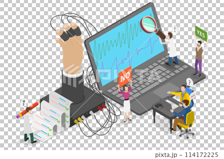 3D Isometric Flat  Conceptual Illustration of Lie Detector, Polygraph Device 114172225