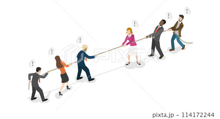 3D Isometric Flat Conceptual Illustration of Competing Business Groups, Corporate Conflict 3D Isometric Flat Conceptual Illustration of Competing Business Groups, Corporate Conflict 114172244