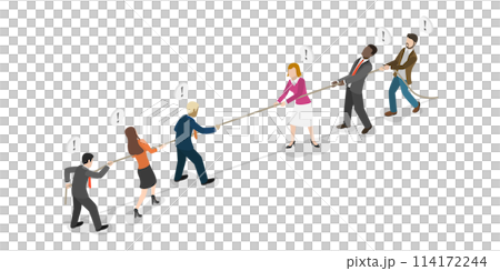 3D Isometric Flat Conceptual Illustration of Competing Business Groups, Corporate Conflict 3D Isometric Flat Conceptual Illustration of Competing Business Groups, Corporate Conflict 114172244