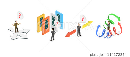 3D Isometric Flat  Conceptual Illustration of Choosing From Multiple Directions, Different Options or Opportunities 114172254
