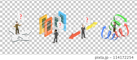3D Isometric Flat  Conceptual Illustration of Choosing From Multiple Directions, Different Options or Opportunities 114172254
