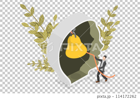 3D Isometric Flat  Conceptual Illustration of Awake Inner Mind, Self Conscious 114172262