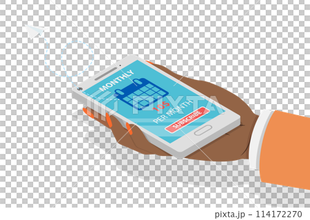 3D Isometric Flat  Conceptual Illustration of User Tariff Plan, Online Subscription 114172270