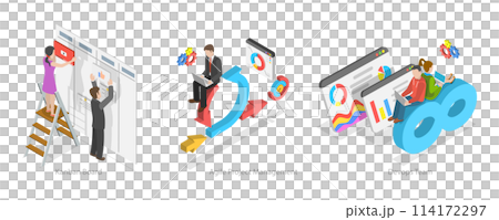 3D Isometric Flat Conceptual Illustration of Software Development, Agile Management, Kanban and DevOps 3D Isometric Flat Conceptual Illustration of Software Development, Agile Management, Kanban and DevOps 114172297