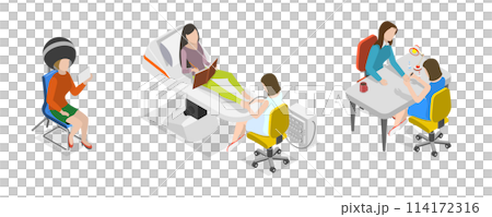 3D Isometric Flat  Conceptual Illustration of Manicure And Pedicure, Fashion Club for Spa and Body Care 114172316