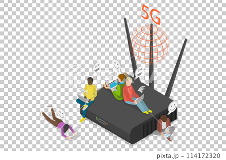 3D Isometric Flat  Conceptual Illustration of Telecommunication Technologies, Broadband Service Provider 114172320