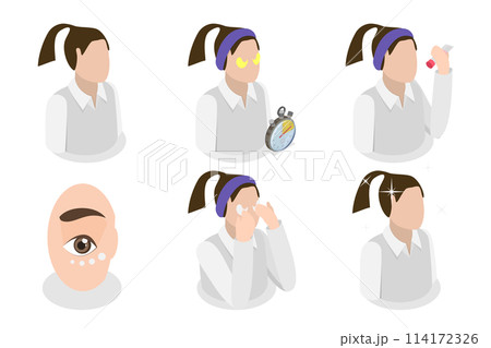 3D Isometric Flat  Conceptual Illustration of Eye Cream, Daily Beauty Routine 114172326