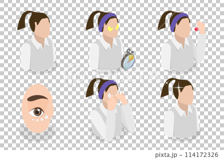 3D Isometric Flat  Conceptual Illustration of Eye Cream, Daily Beauty Routine 114172326