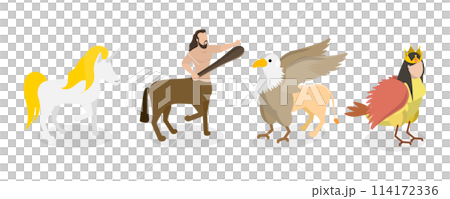 3D Isometric Flat  Set of Fairy Characters, Mythology, Magic and Fantasy Characters 114172336