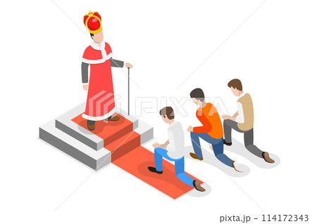 3D Isometric Flat  Conceptual Illustration of Monarhy, Form of Government 114172343