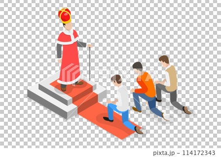 3D Isometric Flat  Conceptual Illustration of Monarhy, Form of Government 114172343