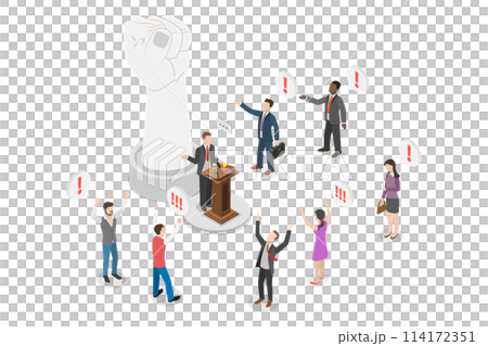 3D Isometric Flat Conceptual Illustration of Populism, Dishonest Politician 3D Isometric Flat Conceptual Illustration of Populism, Dishonest Politician 114172351