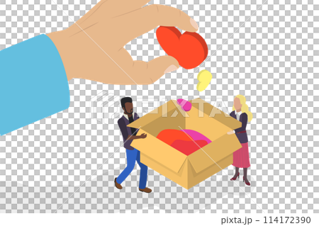 3D Isometric Flat Conceptual Illustration of Charity, Financial Help, Fundraising 3D Isometric Flat Conceptual Illustration of Charity, Financial Help, Fundraising 114172390