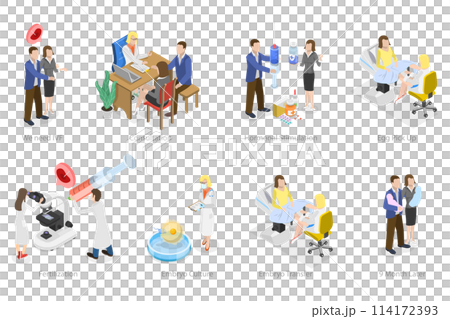 3D Isometric Flat  Conceptual Illustration of In Vitro Fertilization, Artificial Pregnancy 114172393