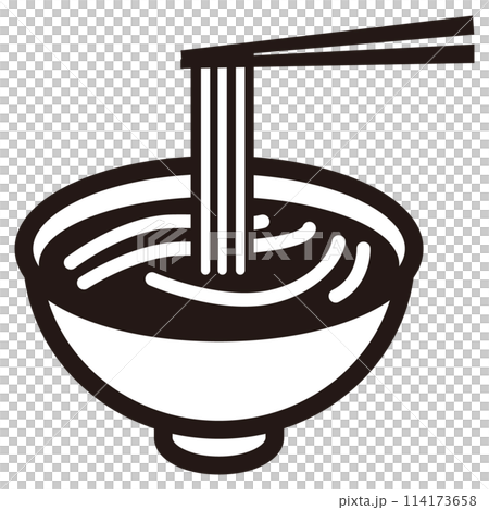 Noodle dish monochrome icon illustration during meal 114173658