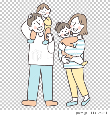A happy family of four 114174081