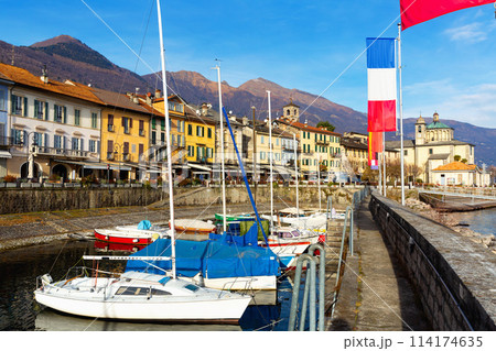 Embankment of Lake Maggiore in Cannobio, Italy Embankment of Lake Maggiore in Cannobio, Italy 114174635