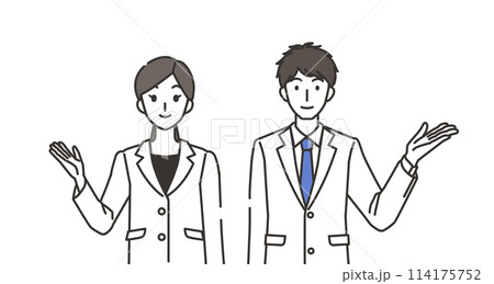 紹介する白衣を着た男性と女性のイラスト 114175752