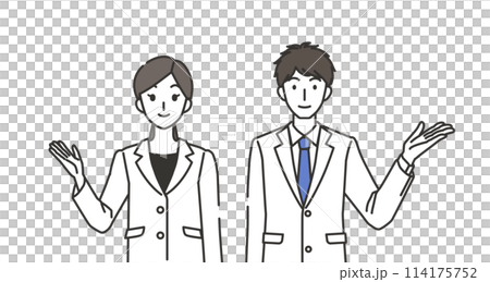 紹介する白衣を着た男性と女性のイラスト 114175752