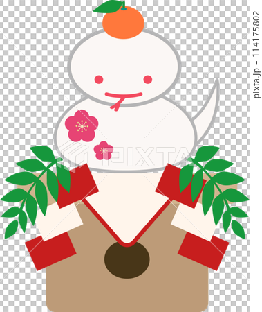 可愛的蛇年 Kagami Mochi 插畫素材 114175802